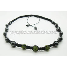 Colar do shamballa da esfera de cristal 3PCS com grânulos do hematite